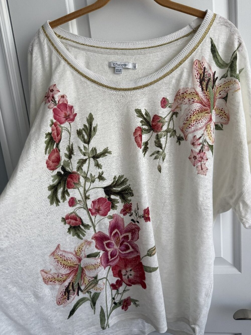 Chicos Floral 'Pink Lily' T-shirt Size 4